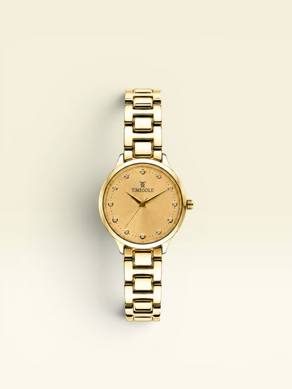 Labdhi Watches & Premium TimeGold Aurelia Grace gold-tone women's watch with crystal markers and sunray dial