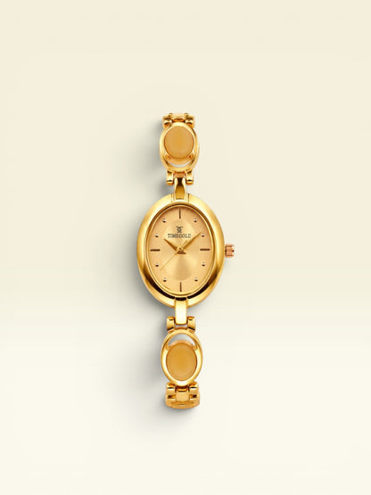 Labdhi Watches & Premium TimeGold oval gold-tone women's watch with a polished bracelet and delicate opal accents.