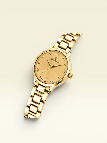 Labdhi Watches & Premium TimeGold Aurelia Grace gold-tone women's watch with crystal markers and sunray dial