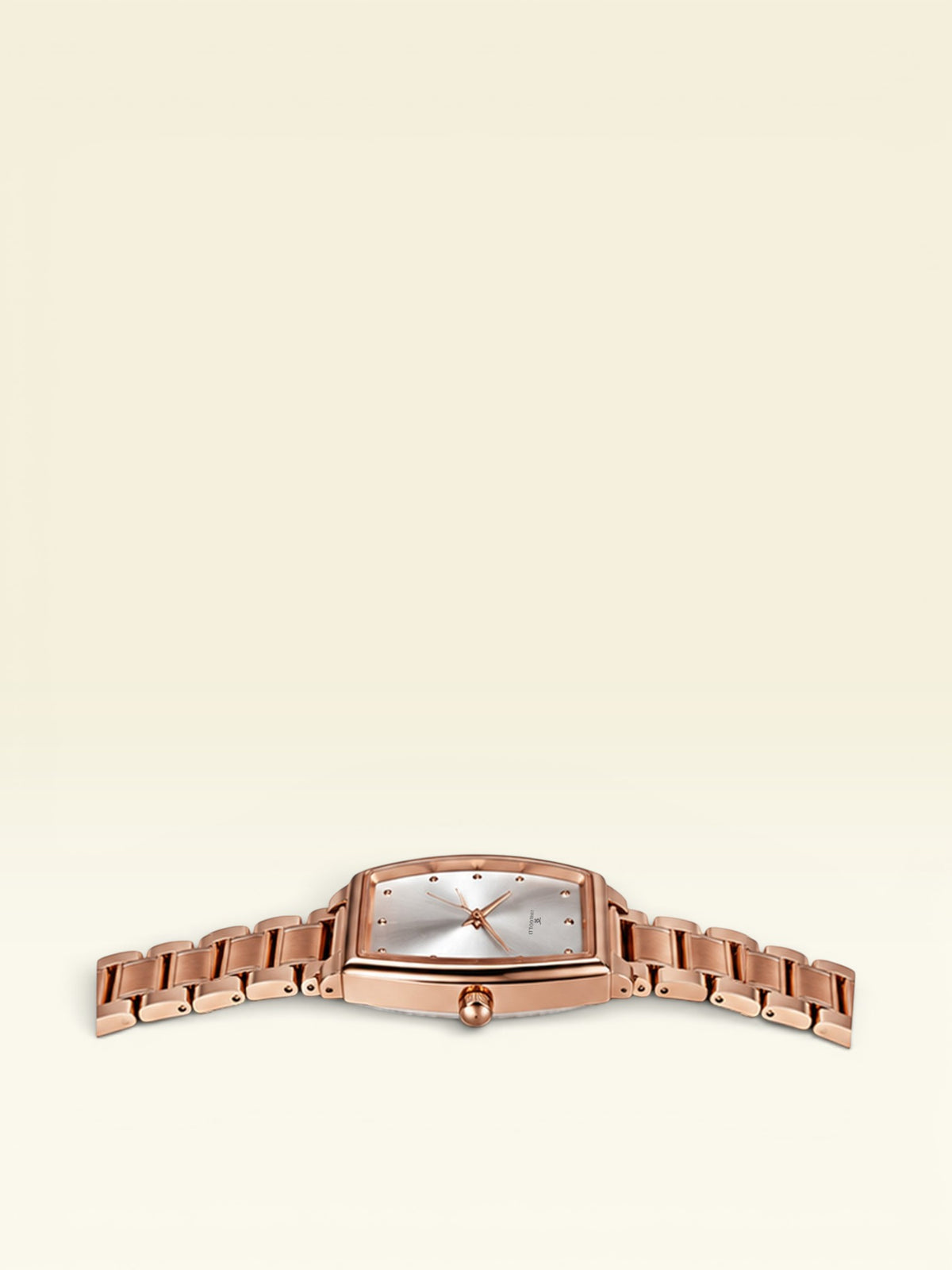 Labdhi Watches & Premium TimeGold Regal Curve watch with a rose gold stainless steel bracelet and curved square dial