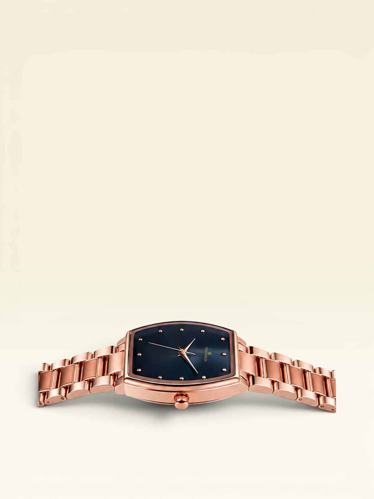 Labdhi Watches & Premium TimeGold TG-16-04 watch with a rose gold stainless steel bracelet and navy sunburst dial.