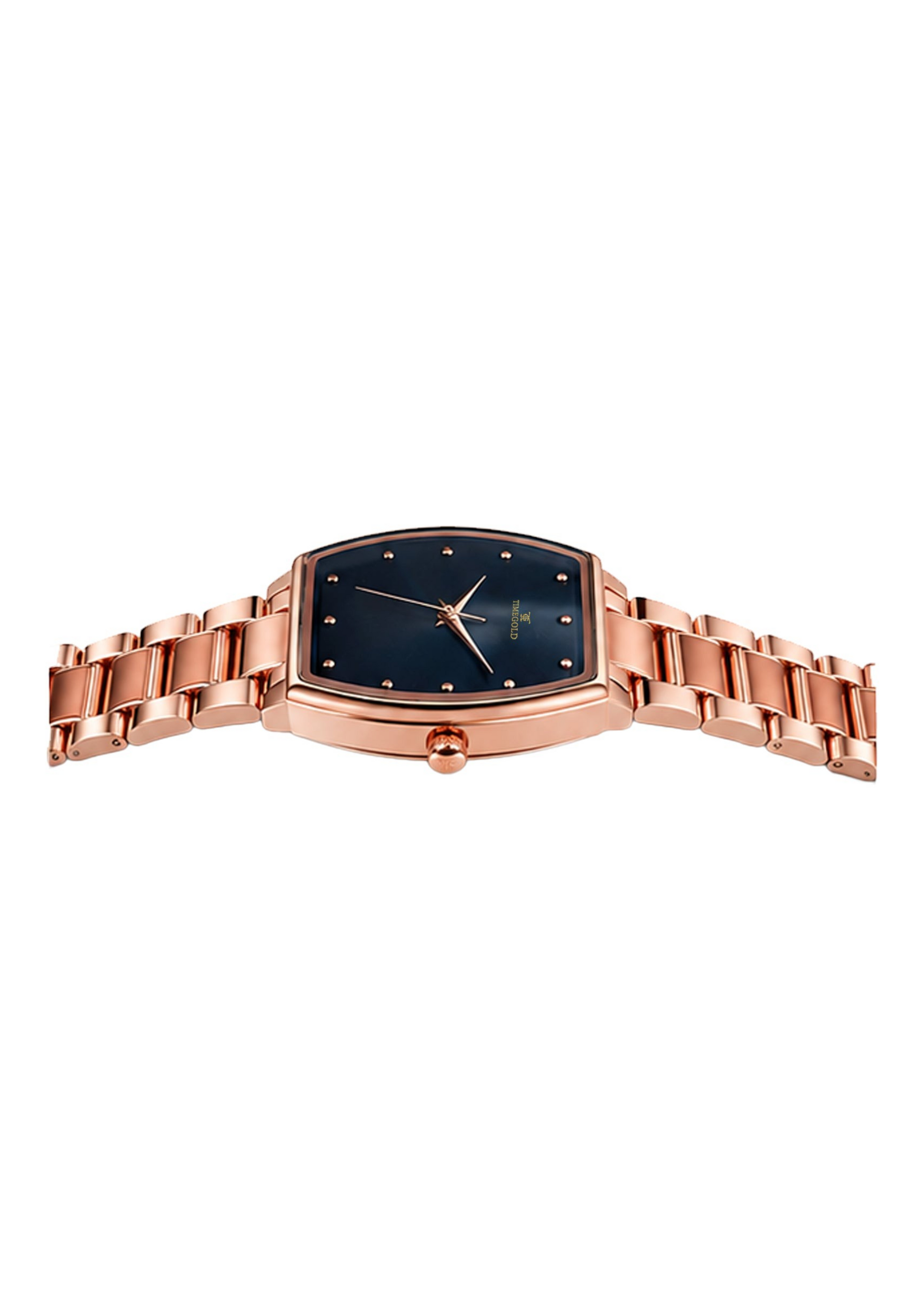 Labdhi Watches & Premium TimeGold TG-16-04 watch with a rose gold stainless steel bracelet and navy sunburst dial.