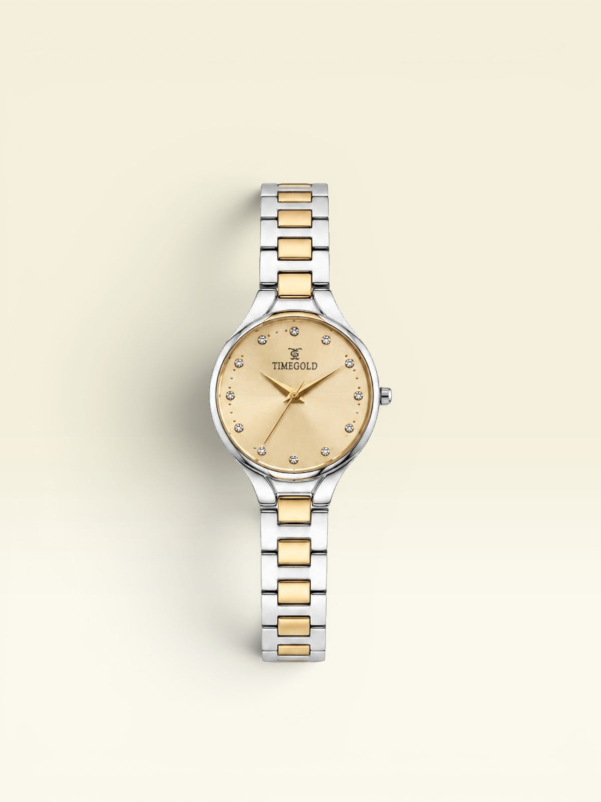 Labdhi Watches & Premium Time Gold Aurelia Grace women's watch with a two-tone gold and silver bracelet and dial.